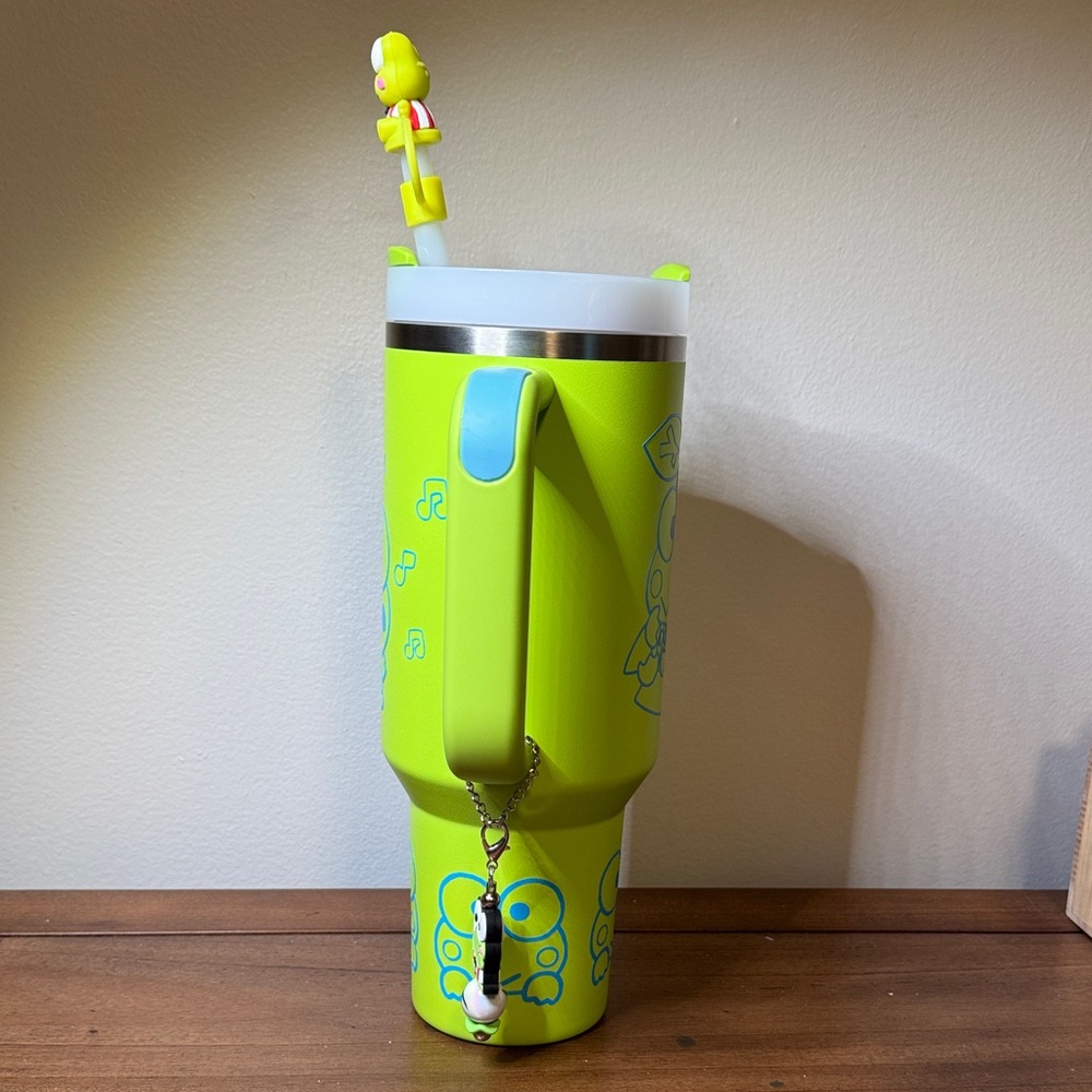 Stanley Lime Green Keroppi Travel Mug with Handle and Charms - Picture 6 of 8
